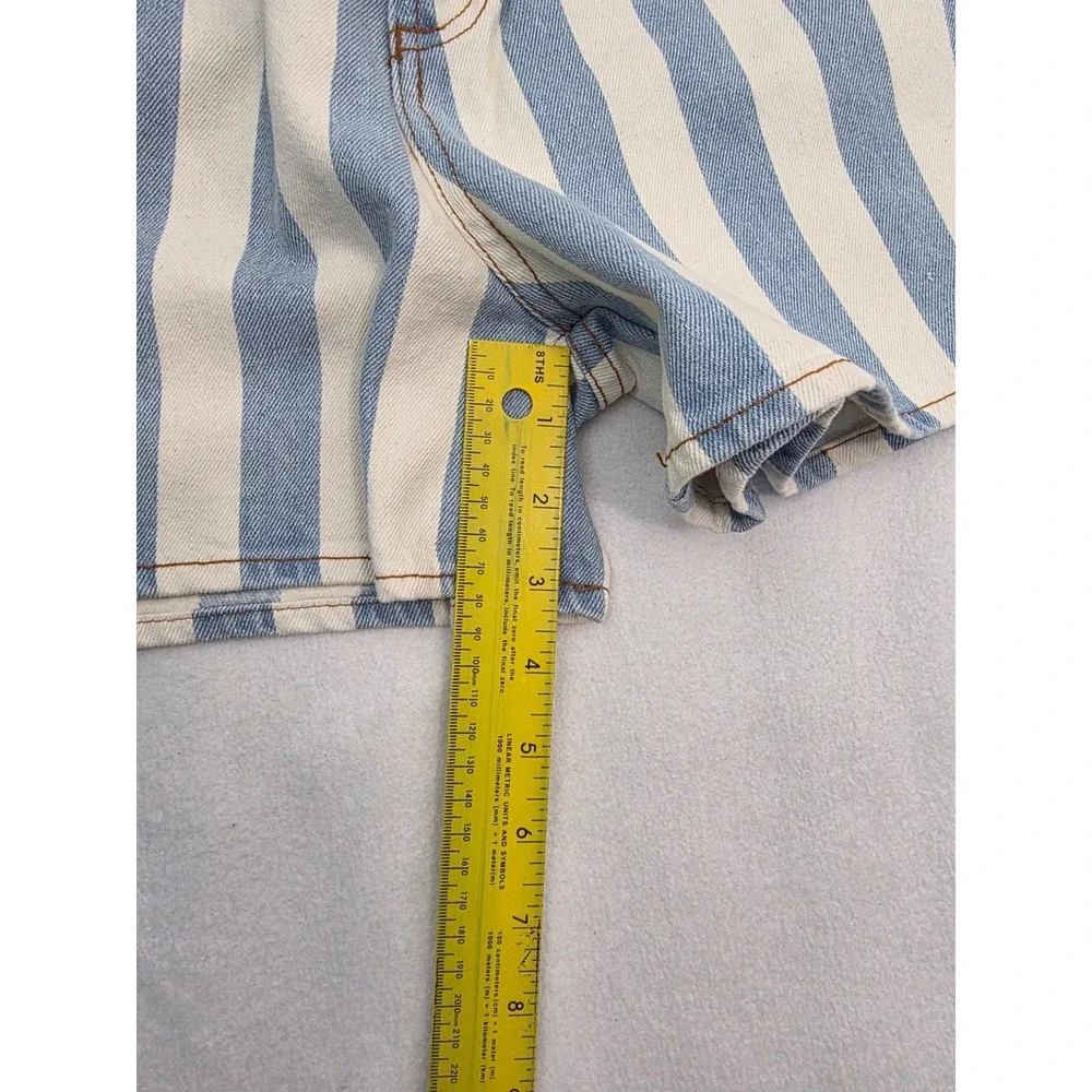 Leta Collections Denim Shorts High Rise Striped 9/10 Blue White 90s Vintage